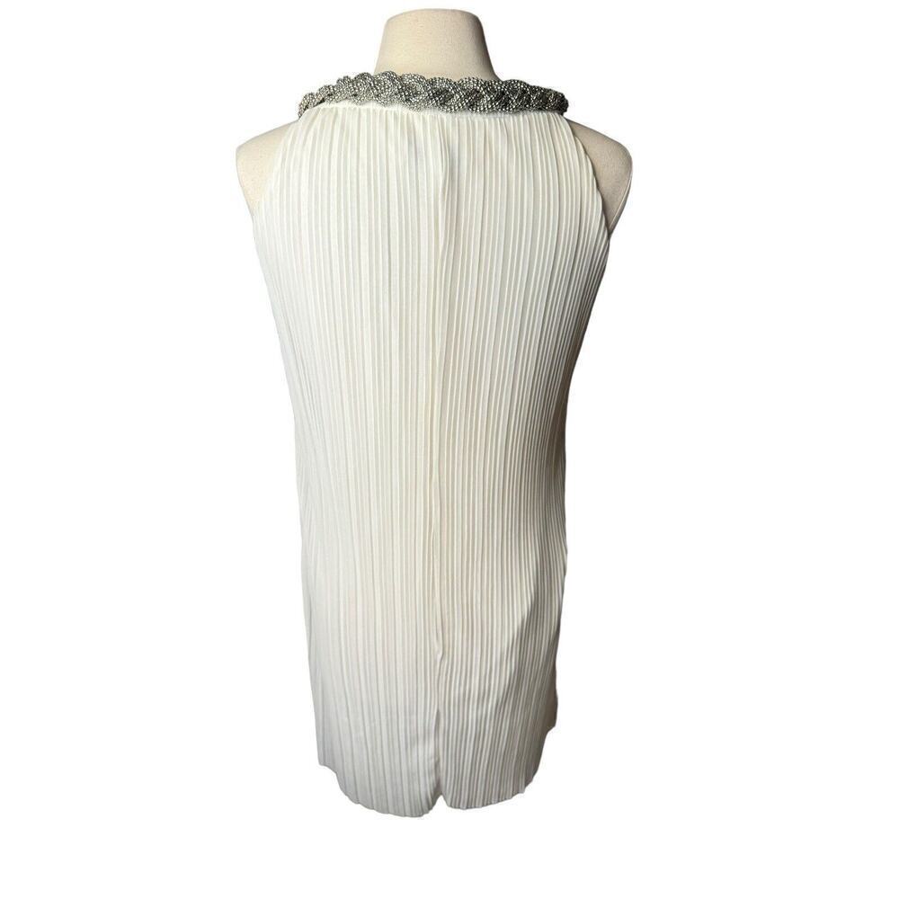 Coldwater Creek NEW Chiffon Dress White Size 6 Bejeweled Swing Shift Babydoll - Picture 4 of 7